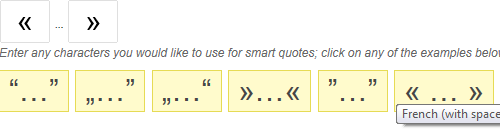 Screenshot of Smart Quotes Settings
